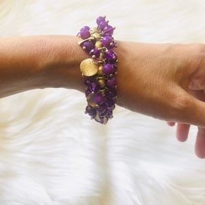 Purple Elastic Beaded Bracelet